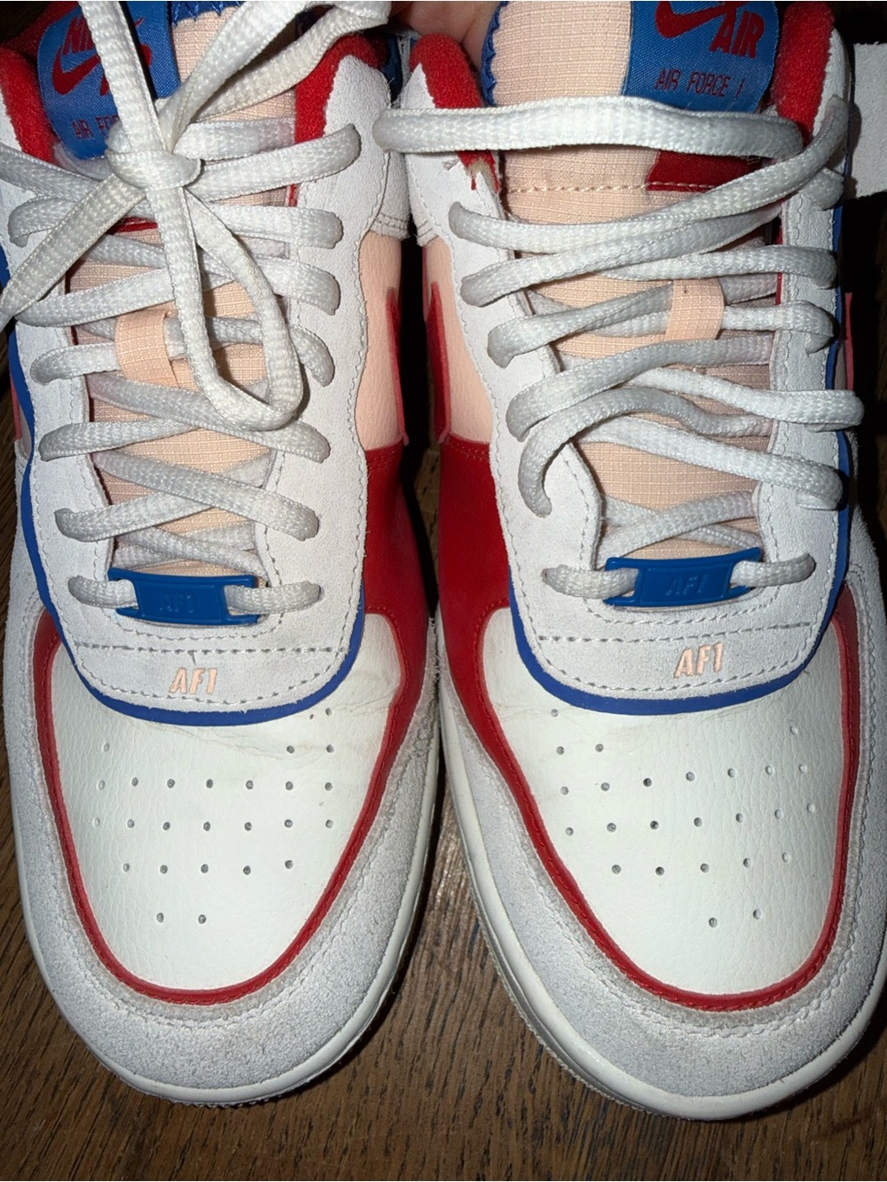 Nike Air Force 1 Low-Top Sneakers Red White Blue size 10.5 - Picture 9 of 9